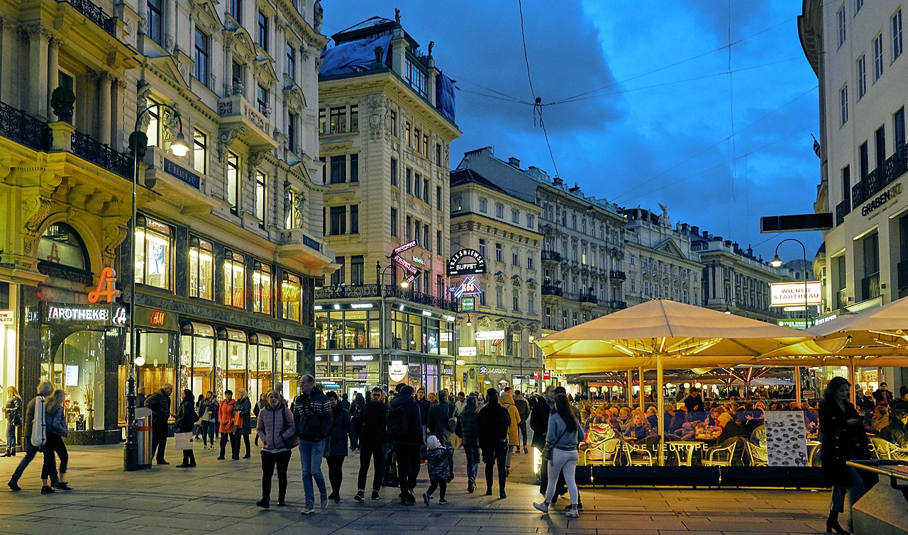 Busy street in Vienna, Austria