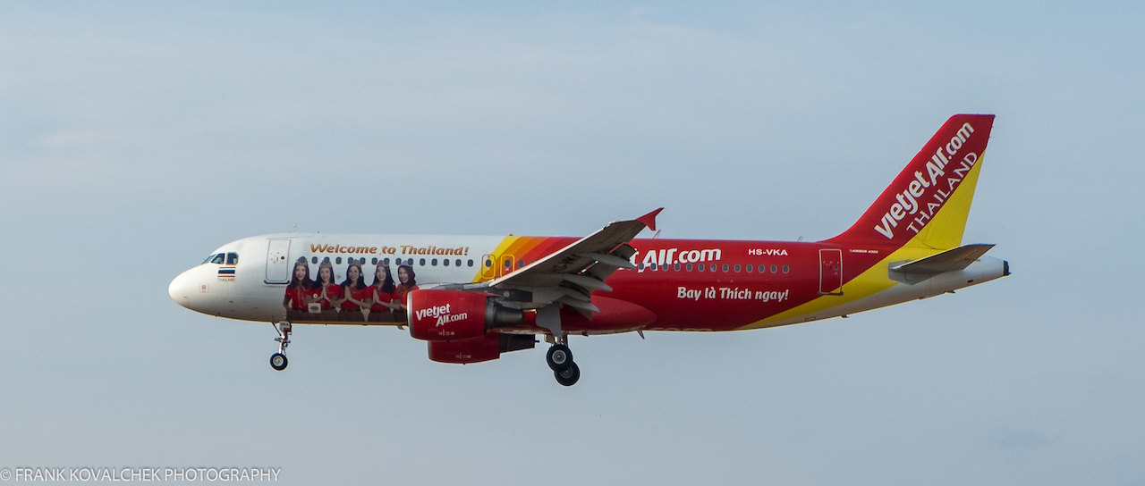 Vietjet Air Airbus A-320 landing at Phuket Airport