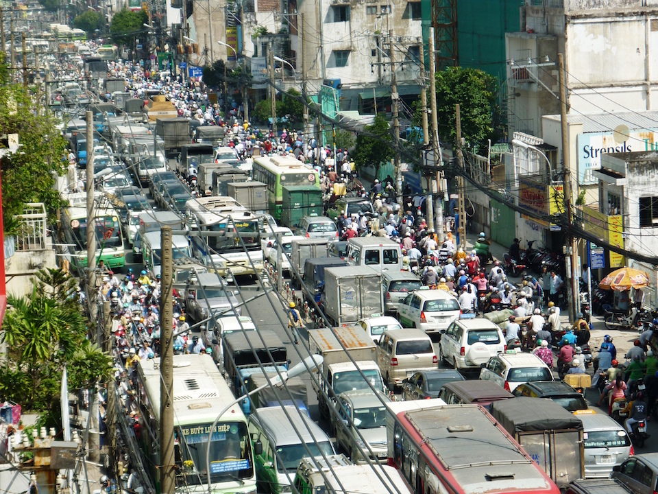Traffic jam on Phan Dang Luu street