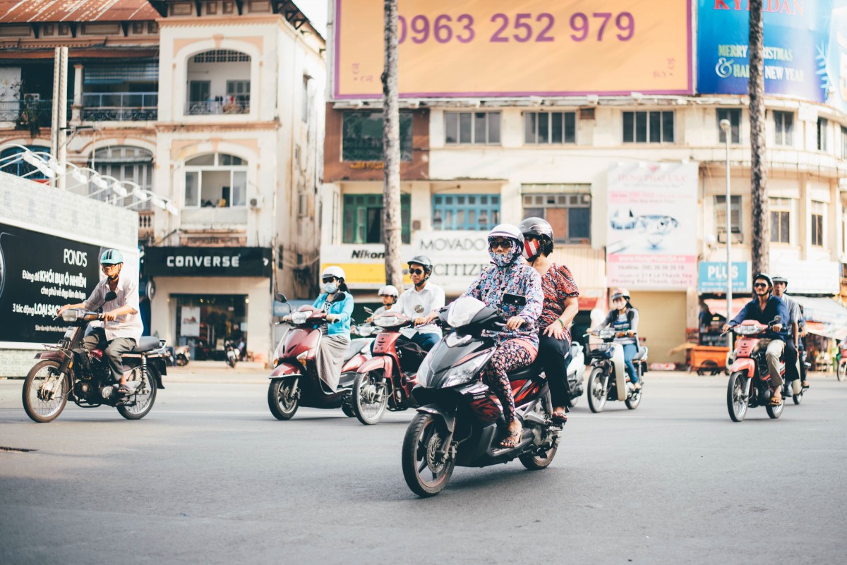 Motorcycles on the street in Vietnam