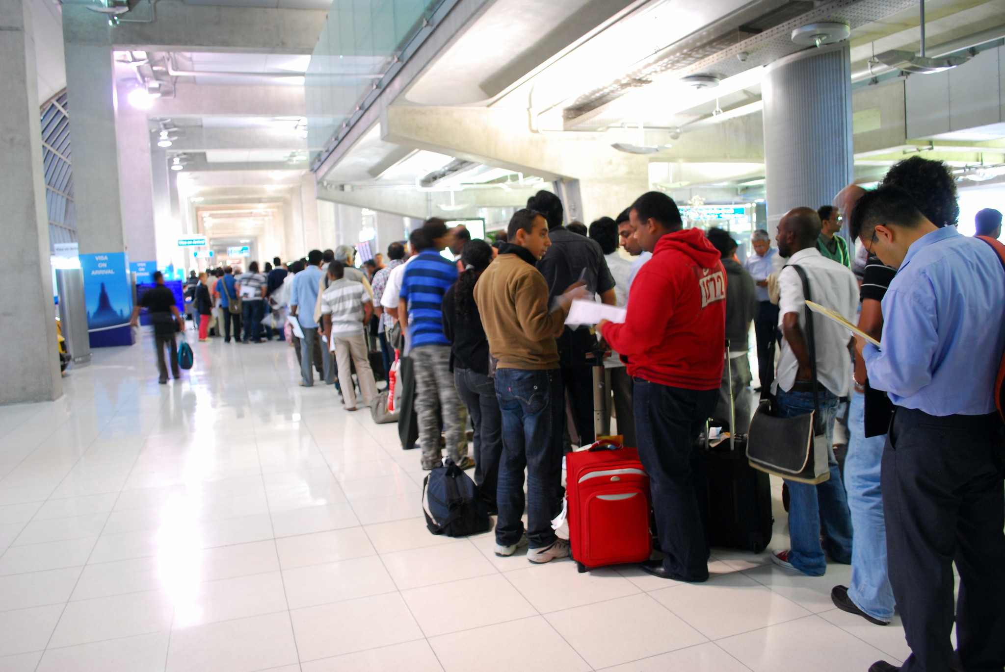 Visa on arrival's queue at Suvarnabhumi Airport in Bangkok