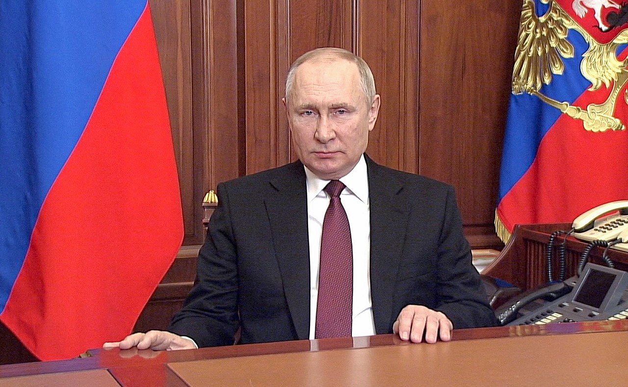 President of the Russian Federation Vladimir Putin during the address "On the conduct of a special military operation" on February 24, 2022