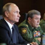 Russian President Vladimir Putin at the Luzhsky training range during the main stage of the Zapad joint Russian-Belarusian strategic exercises