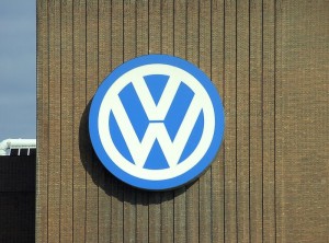 Volkswagen logo in the Wolfsburg factory