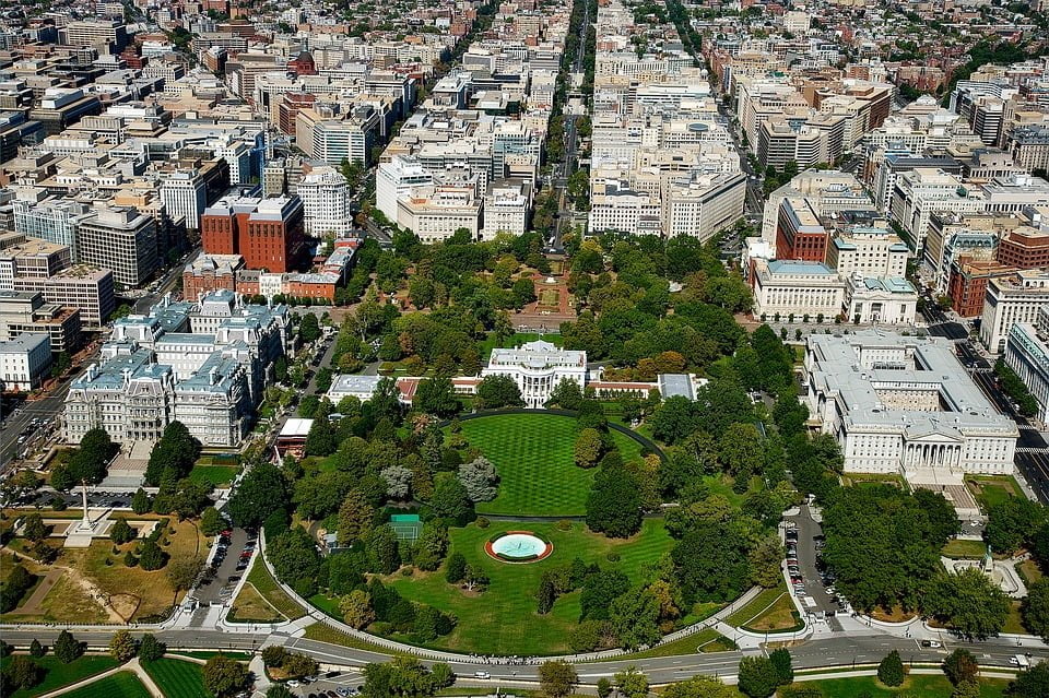 Aerial view of Washington DC