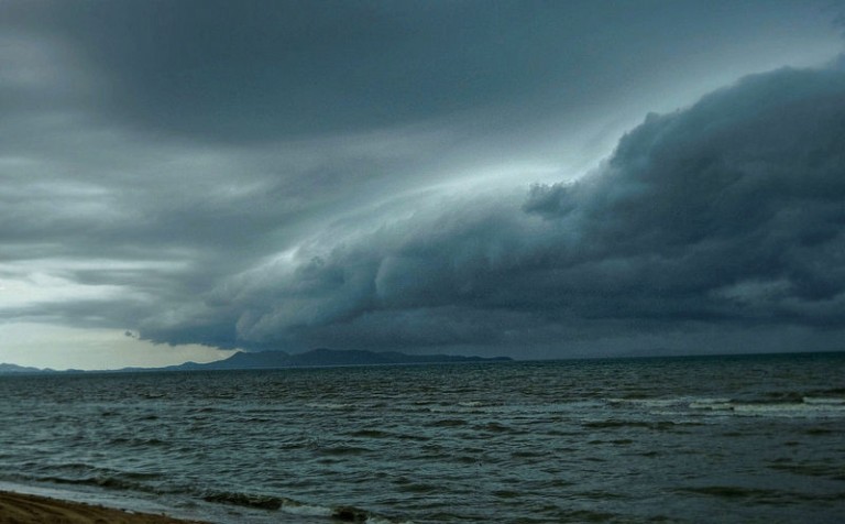 Storm approaching on Pattaya Beach, Thailand