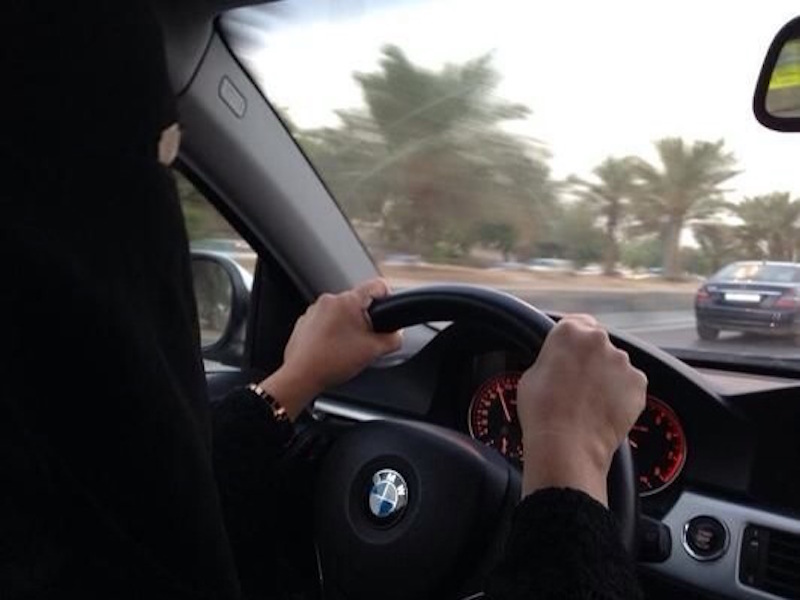Saudi woman driving a BMW car