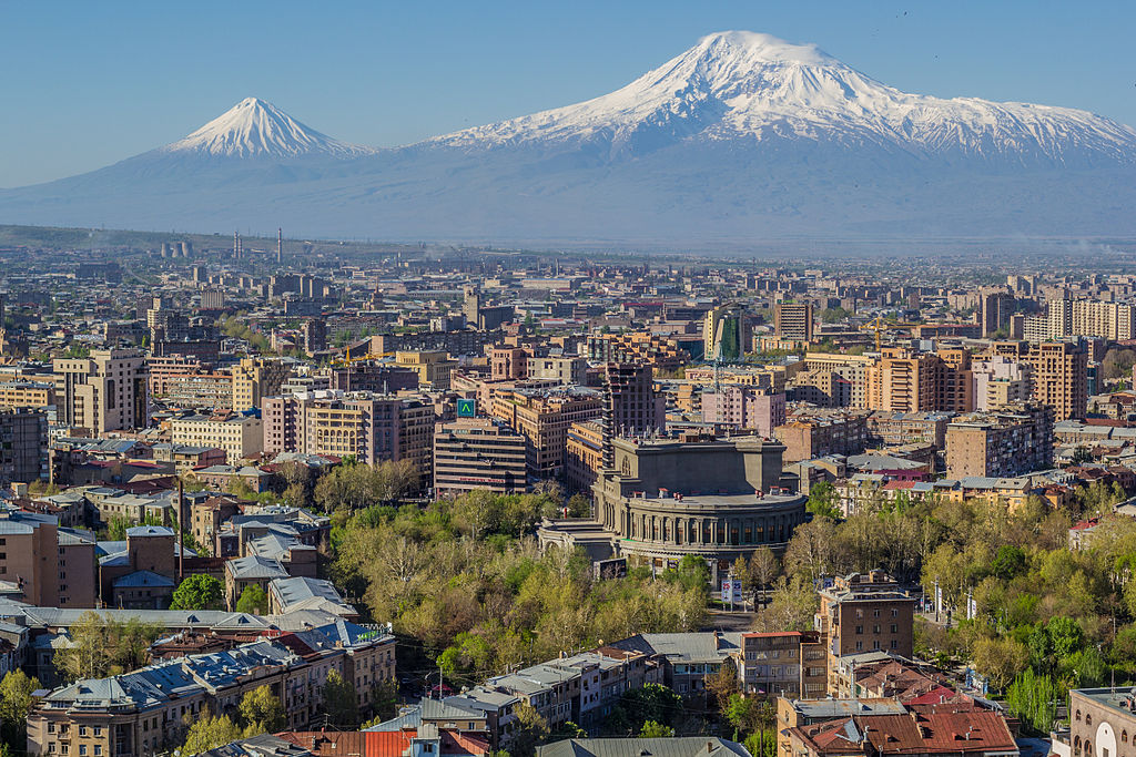 Yerevan, the economic and cultural centre of Armenia and the Mount Ararat