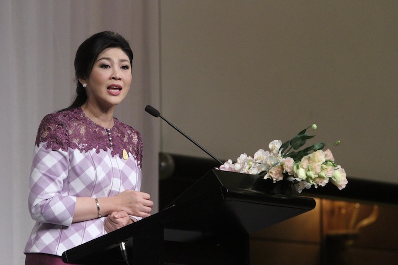 Yingluck Shinawatra during a briefing