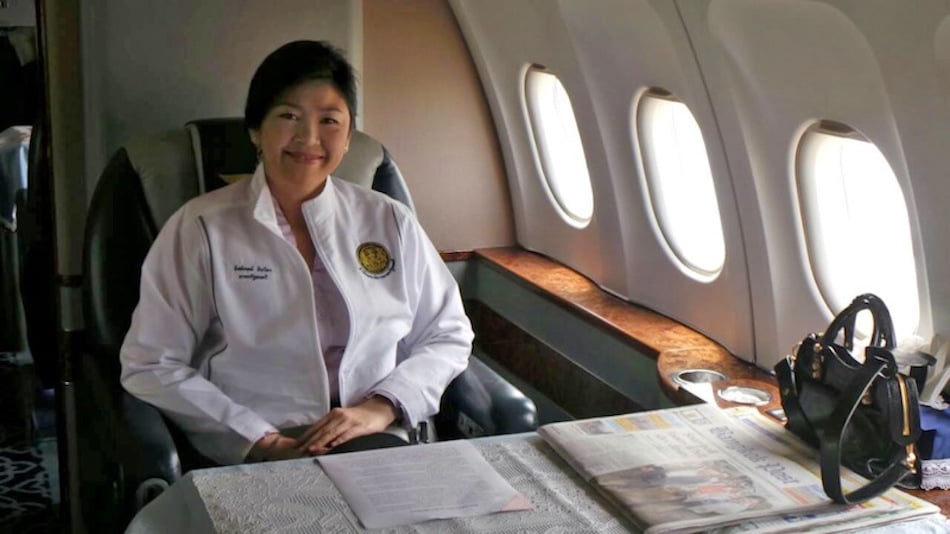 Yingluck Shinawatra inside the Thailand Government's aircraft