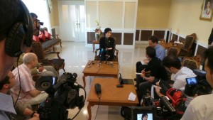 Yingluck Shinawatra during an interview at her office
