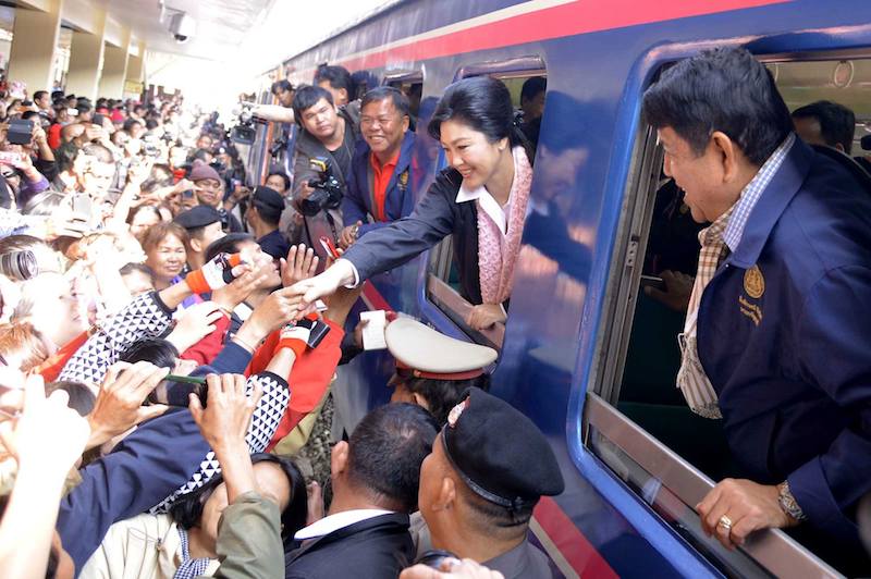 Yingluck Shinawatra during a visit to northeastern Thailand