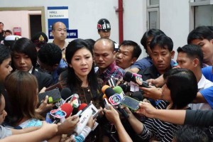 Yingluck Shinawatra during a press briefing