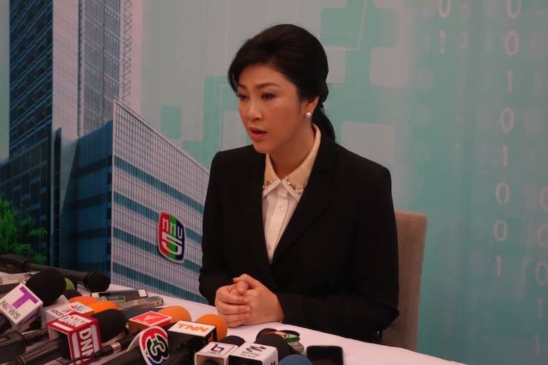 Yingluck Shinawatra during a press conference