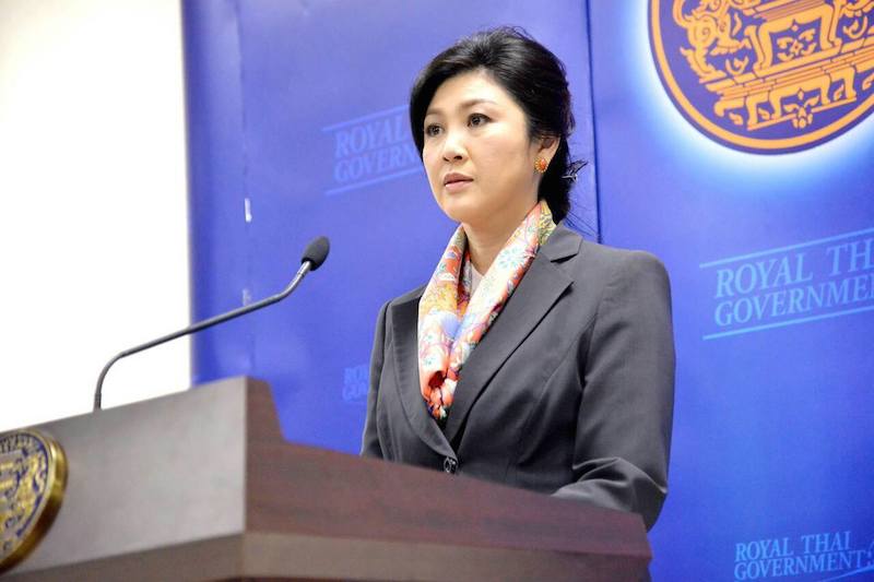 former Thai PM Yingluck Shinawatra speaking