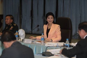 Former PM Yingluck Shinawatra during a conference