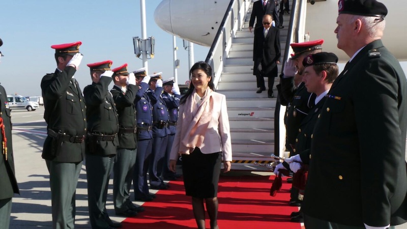 Yingluck Shinawatra during a visit