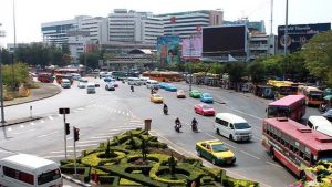 Traffic at the Victory Monument in Bangkok
