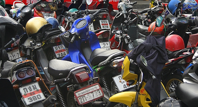 Parked motorcycles in Bangkok