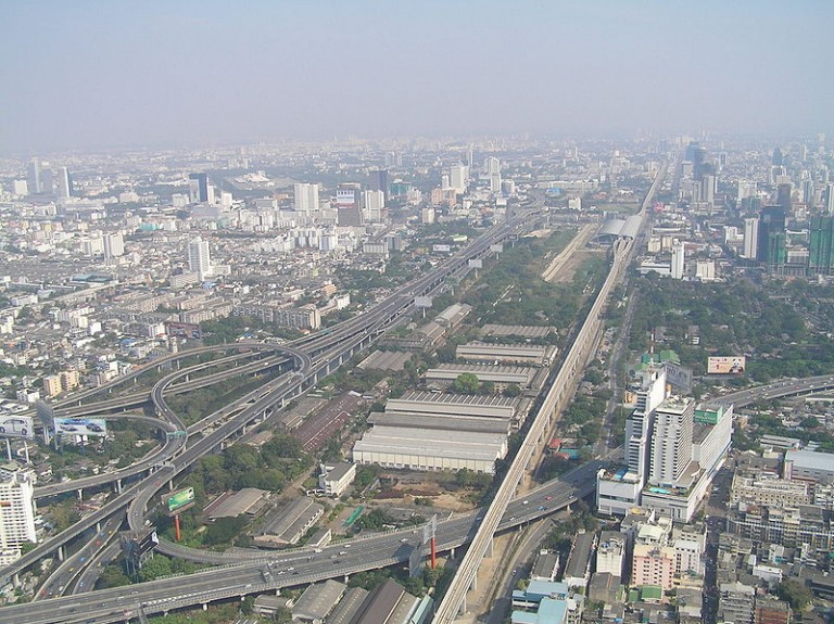 The Bangkok Airport Rail Link viewed from the Baiyoke Tower