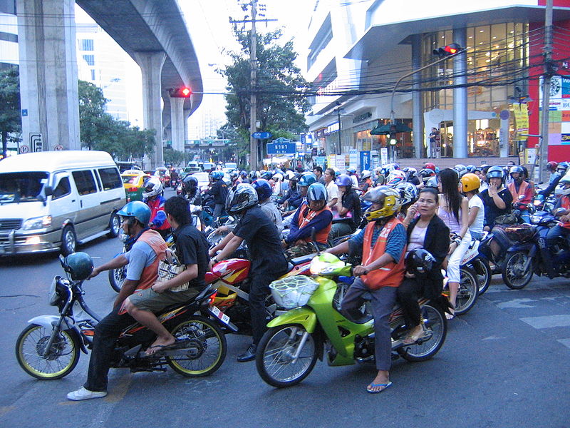 Motorcycles at Sukhumvit Soi 4/3 Nana intersection in Bangkok