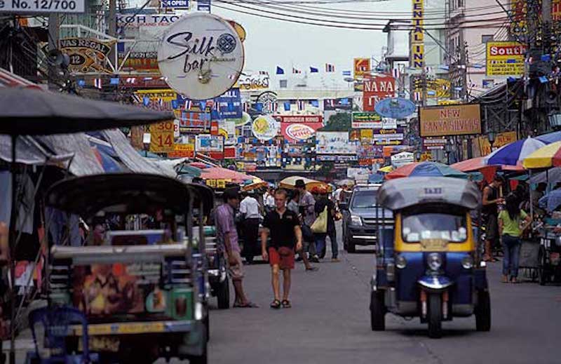 The popular Khao San Rd in Bangkok