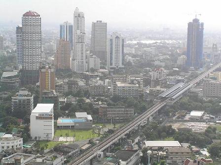 Bangkok skyline and Airport Link