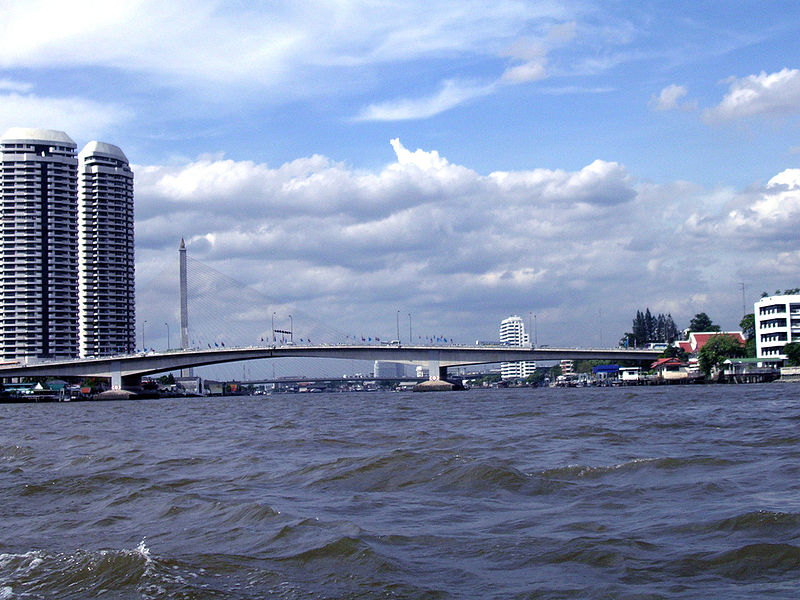 The Chao Phraya River and the Rama VIII Bridge
