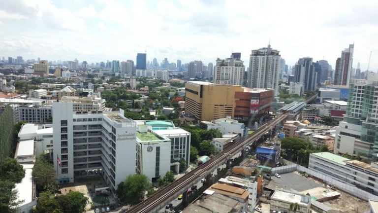Wide-angle cityscape shot of Bangkok
