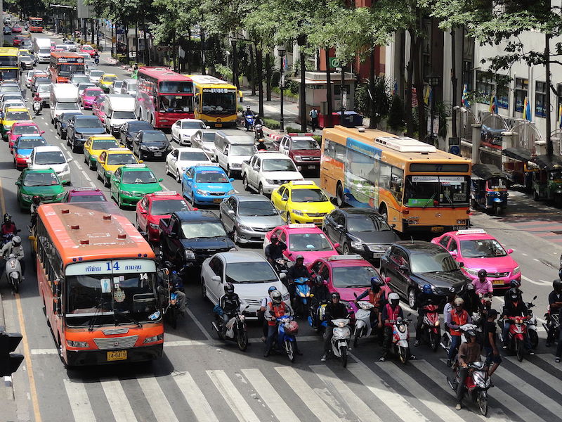 Traffic in Ratchadamri Road, Bangkok