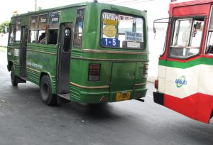 Green minibus in Bangkok