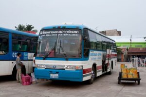 Lao-Thai international bus at Savannakhet bus terminal