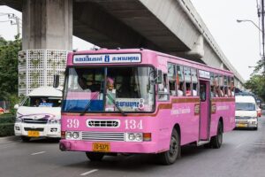Old pink bus in Bangkok