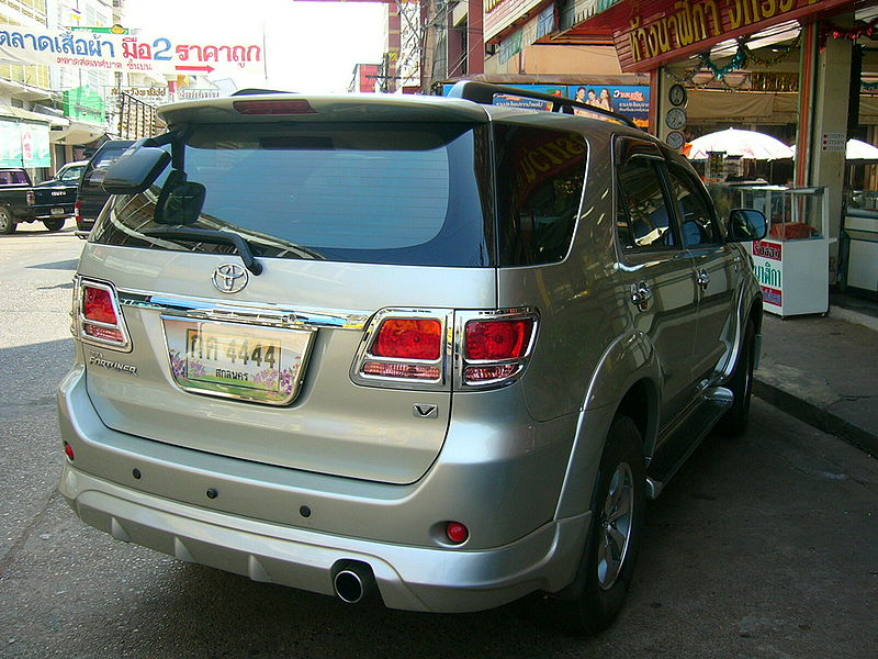 Rear view of Toyota Fortuner in Thailand