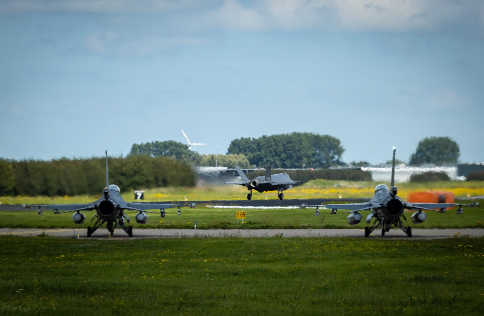 Jet aircrafts on a field