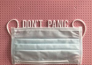 "Don't Panic" face mask