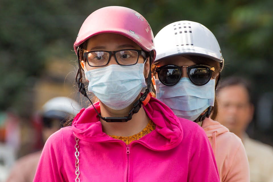 Asian people wearing face masks