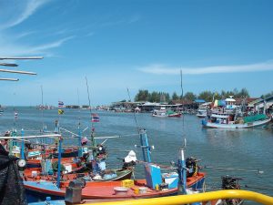 Thai fishing boats on a port