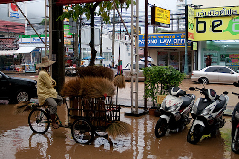 Heavy rains flooded wide areas of Bangkok