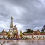 Historic Temple Wat Phra That Phanom in Nakhon Phanom flooded as Thai river overflows