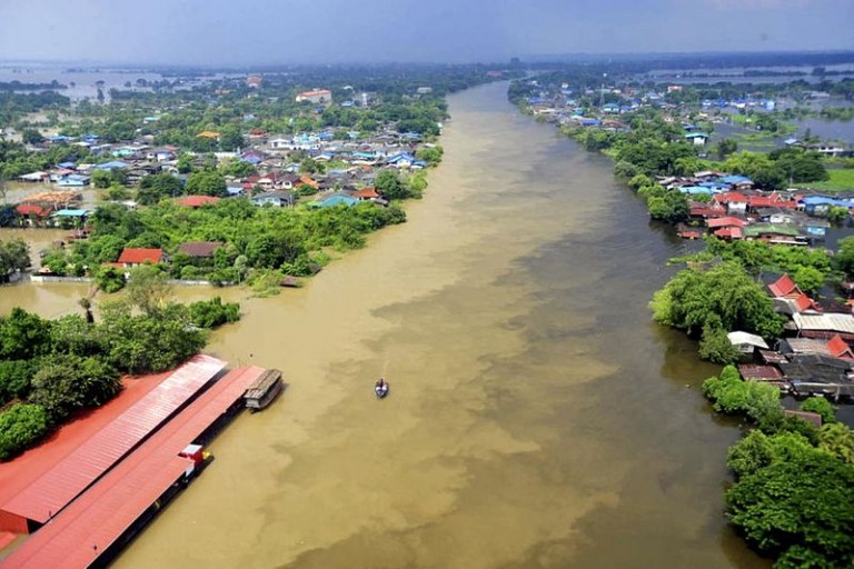 Flooded area on a river bank