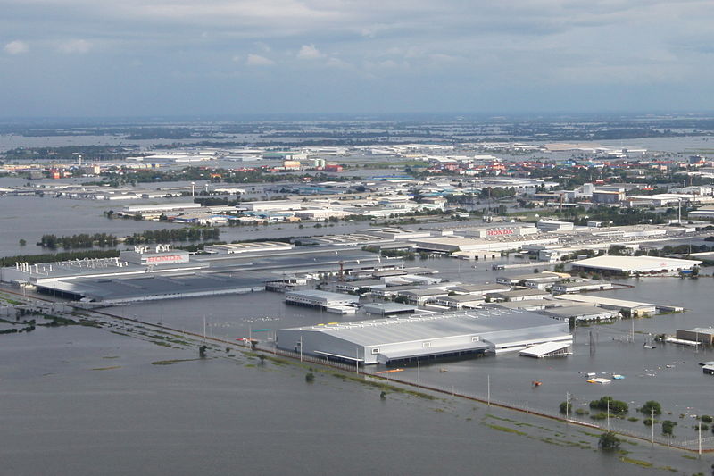 Flooding of Rojana Industrial Park, Ayutthaya, Thailand.