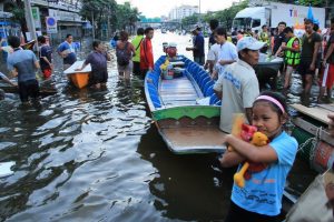 Floods at Thon Buri bridge in Bangkok