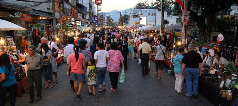 Sunday evening walking street market on Rachadamnoen road