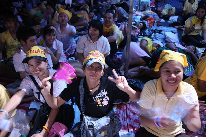Yellow Shirt (PAD) protesters during the seizure of Don Mueang and Suvarnabhumi Airports in 2008.
