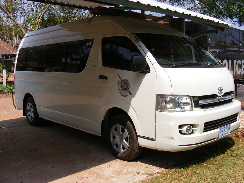 White Toyota police van at Nawa Police station, Thailand