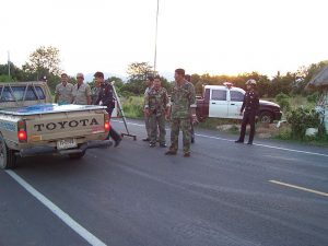 Thai police road checkpoint