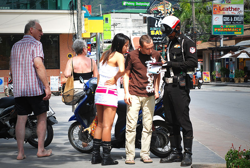 Thai police control in Phuket