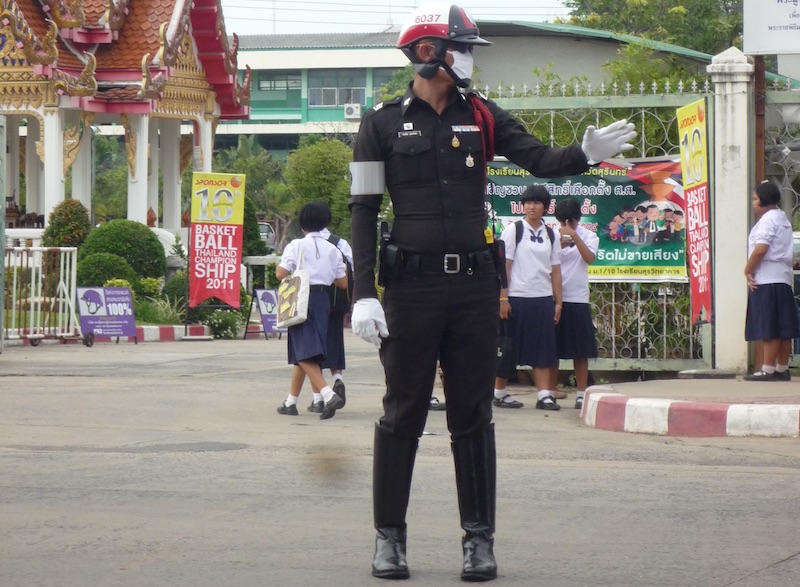 Thai Traffic Police Officer in Surin, Northeastern Thailand