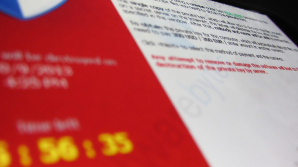 Cryptolocker ransomware virus screen